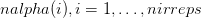 $nalpha(i),i=1,\ldots, nirreps$